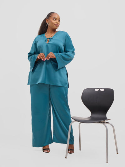 Vivo Yene Wide Leg Pants - Light Teal - Shopzetu
