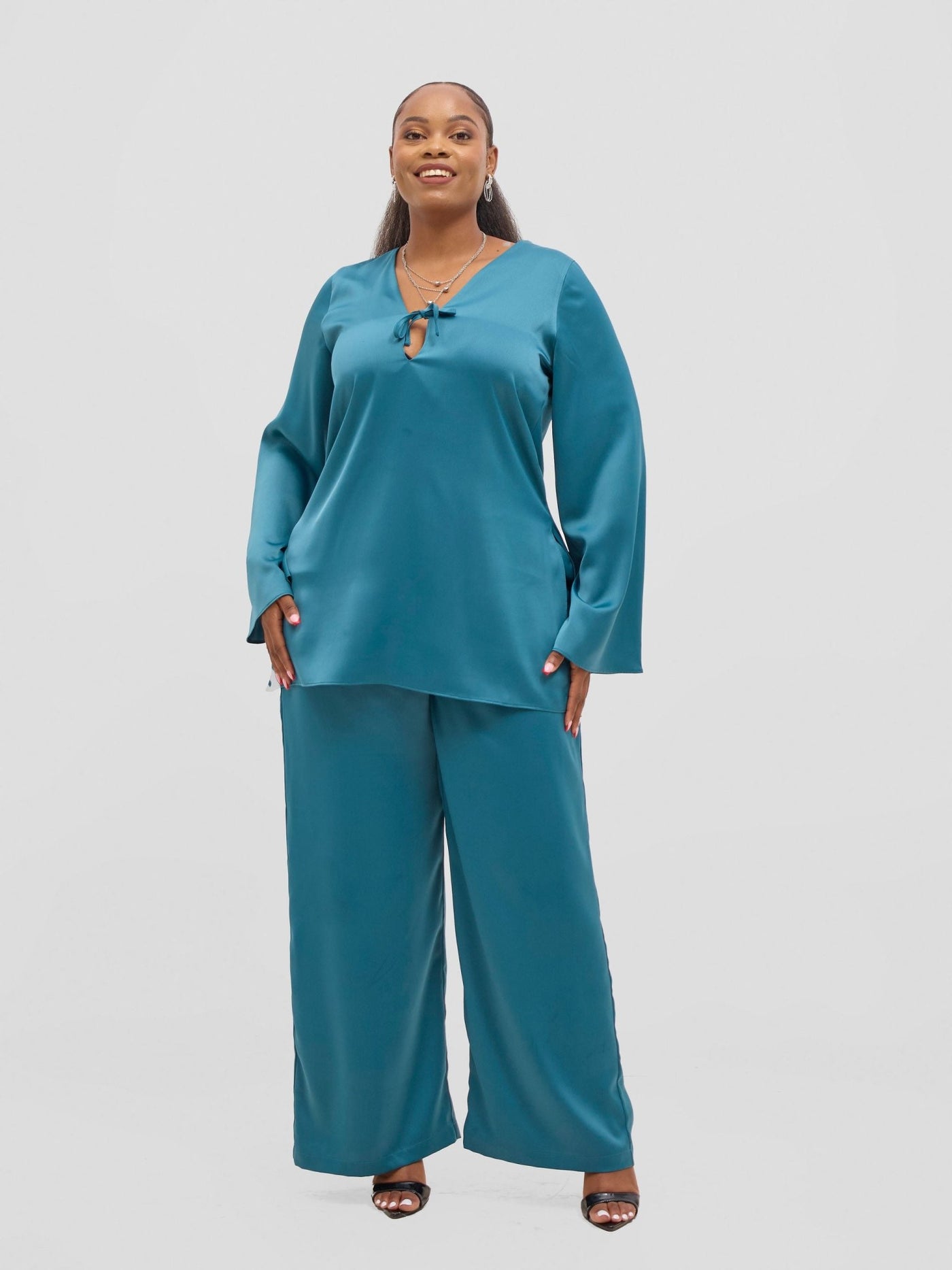 Vivo Yene Wide Leg Pants - Light Teal - Shopzetu