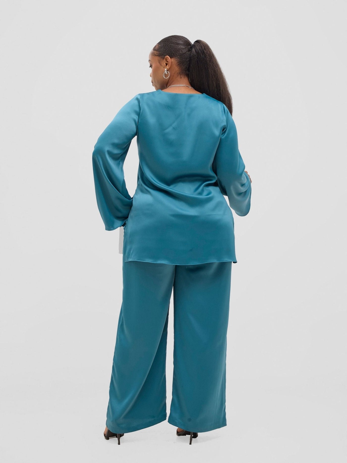 Vivo Yene High Slit Tunic Top - Light Teal - Shopzetu