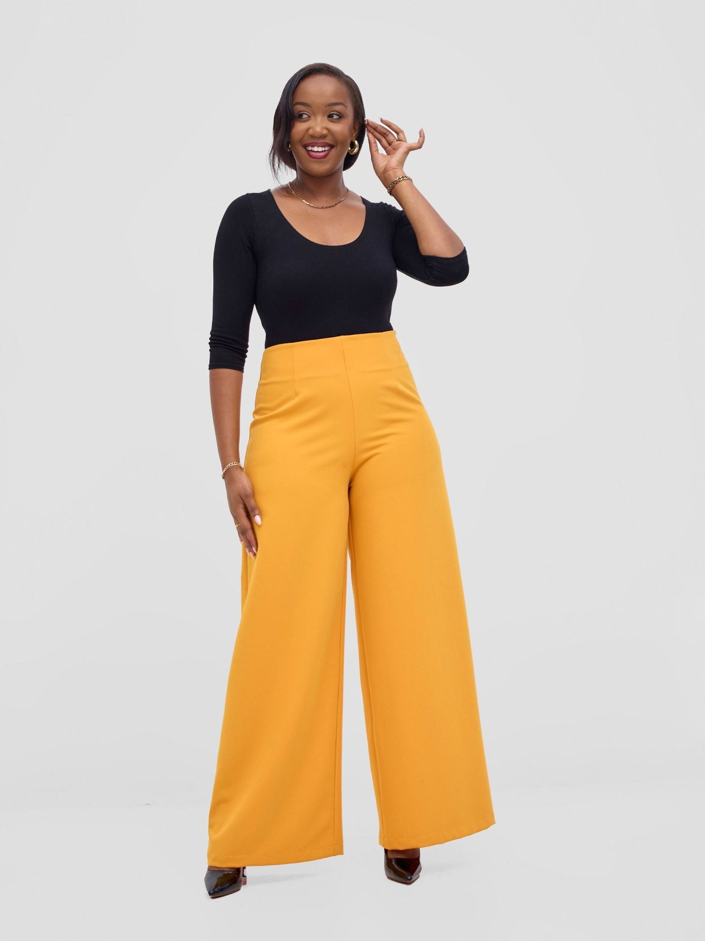 Vivo Tatili Wide Leg Pants - Mustard - Shopzetu
