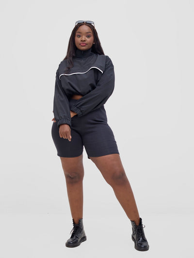 Zoya Vasha Midriff Jacket - Black / White Mesh - Shopzetu