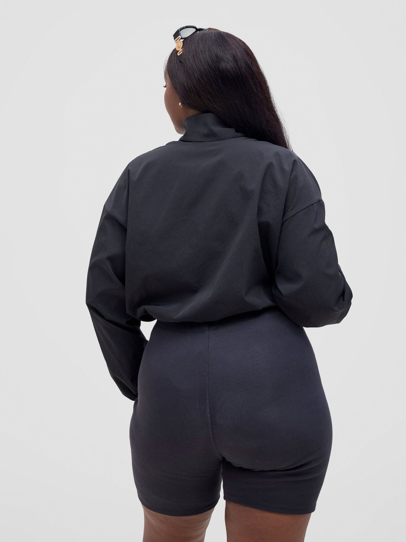 Zoya Vasha Midriff Jacket - Black / White Mesh - Shopzetu