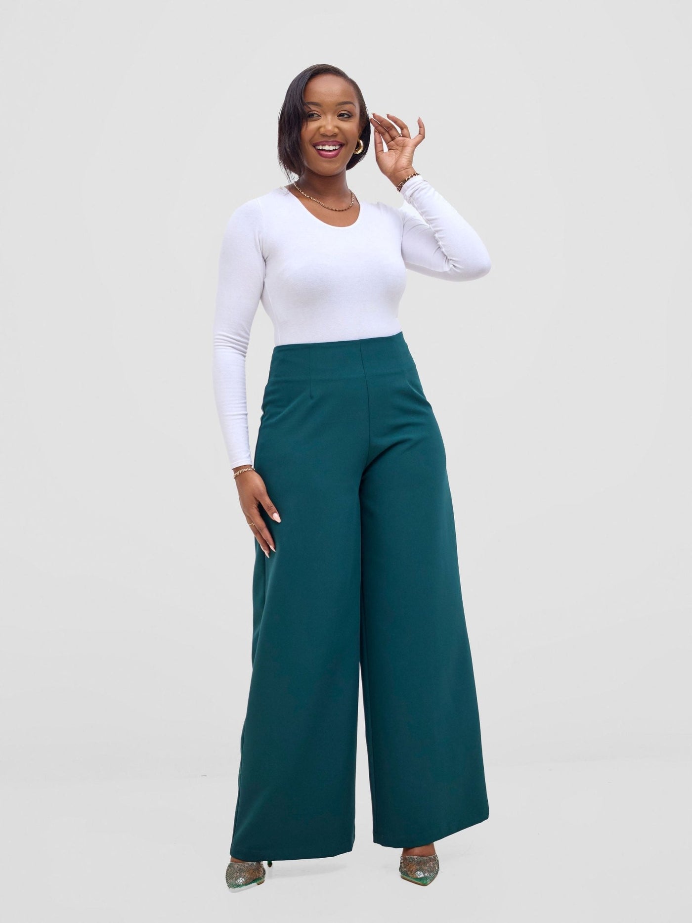 Vivo Tatili Wide Leg Pants - Dark Green - Shopzetu