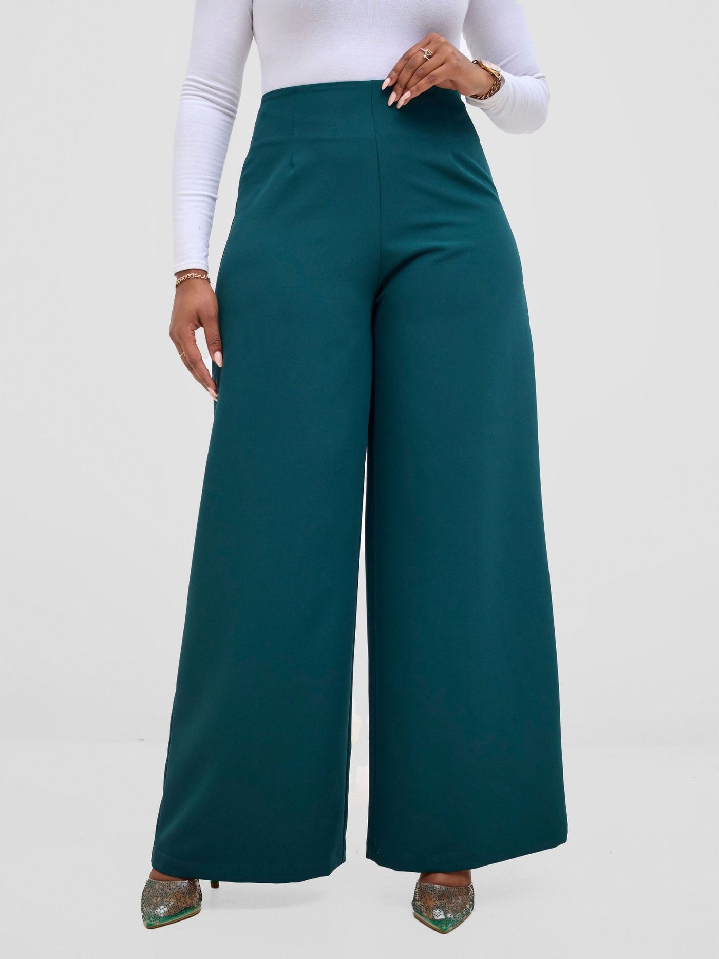 Vivo Tatili Wide Leg Pants - Dark Green - Shopzetu