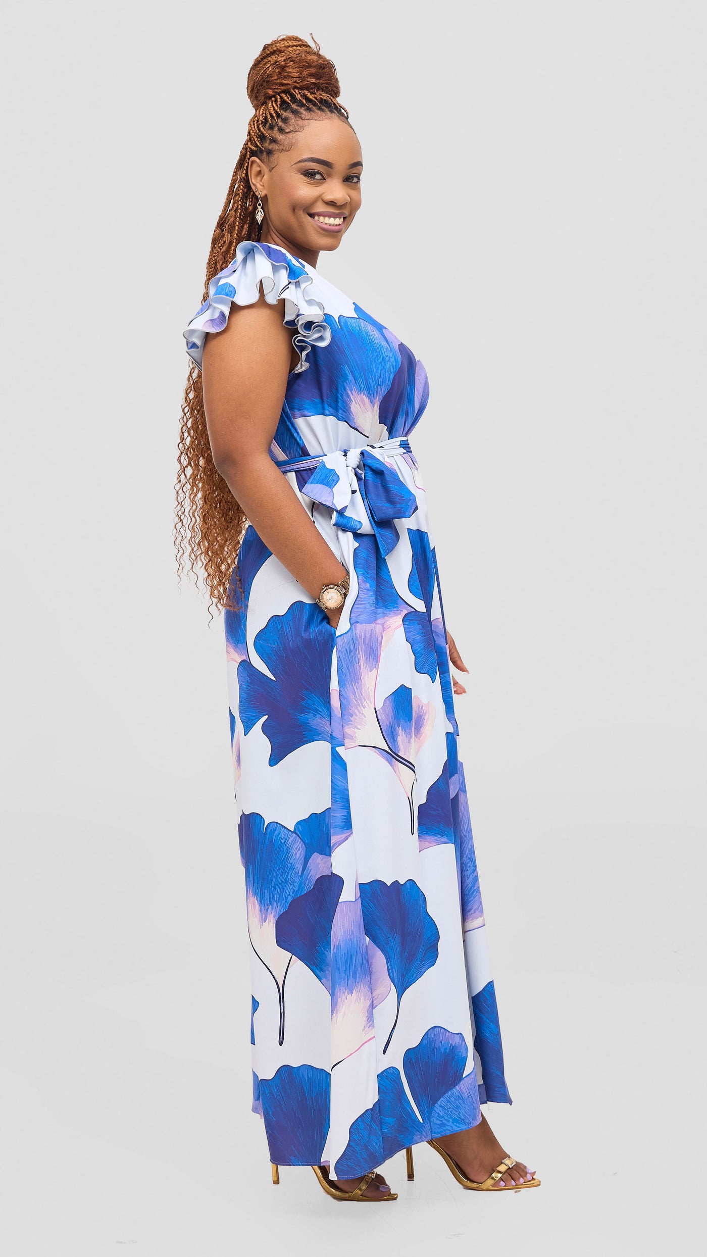 Vivo Nasinka A-Line Maxi Dress - Sky Blue / Blue Print