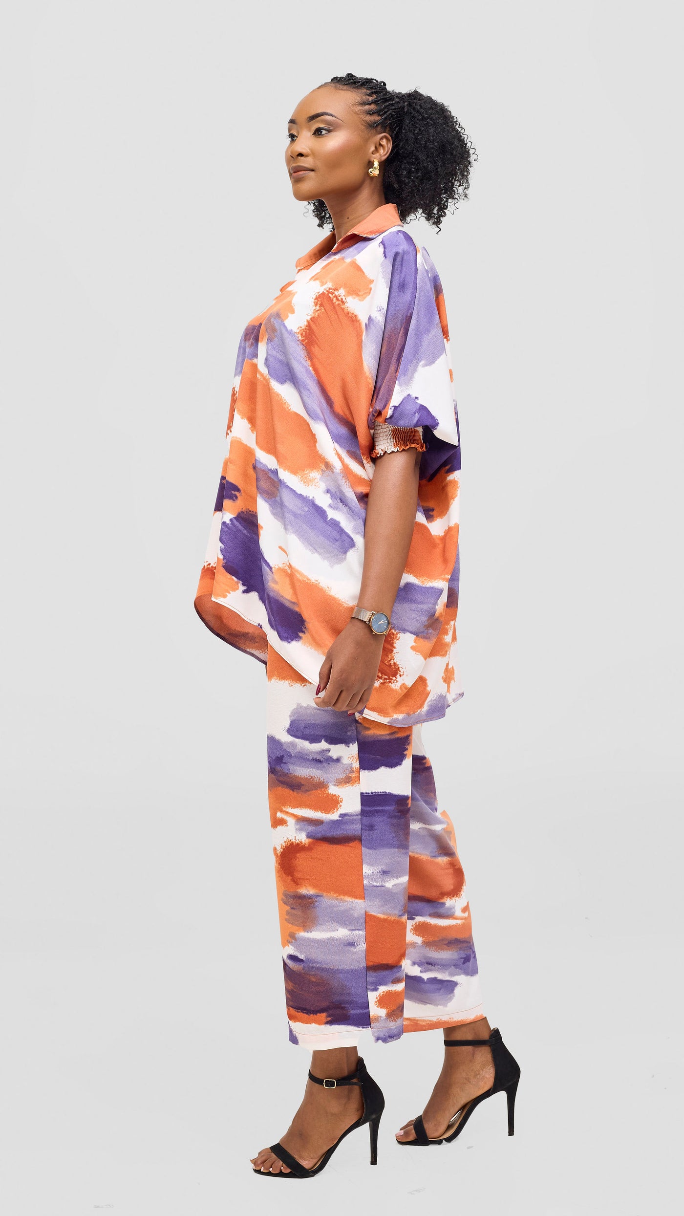 Vivo Sanali Wide Leg Pants- Purple / Peach Print