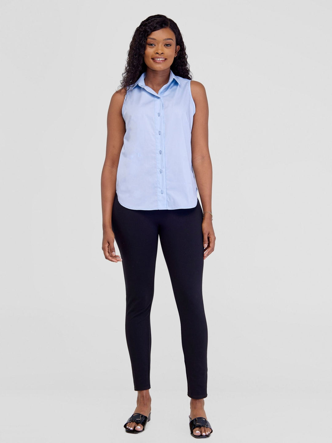 Safari Kamari Halter Shirt - Baby Blue - Shopzetu