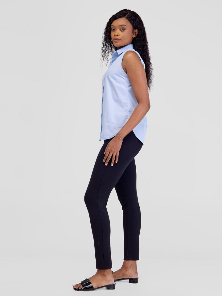 Safari Kamari Halter Shirt - Baby Blue - Shopzetu