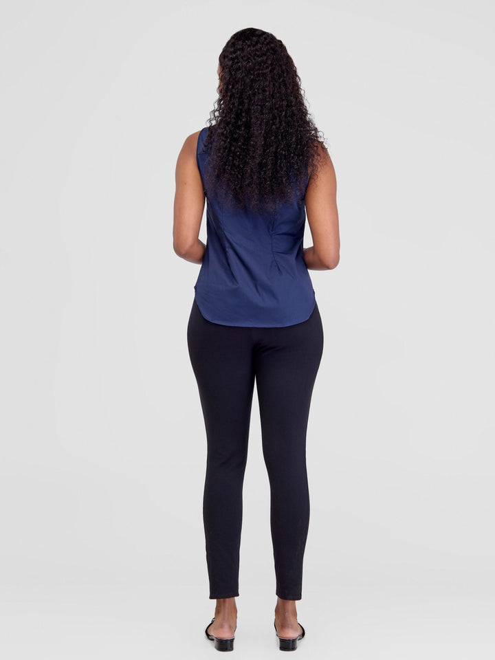 Safari Kamari Halter Shirt - Navy Blue - Shopzetu