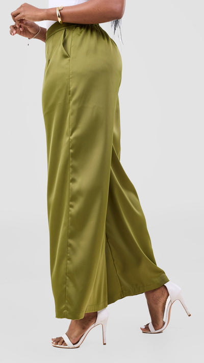 Vivo Essi Wide Leg Pants - Dark Olive