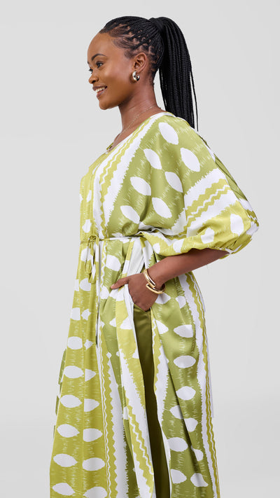 Vivo Essi Scalloped Top - White / Olive Print