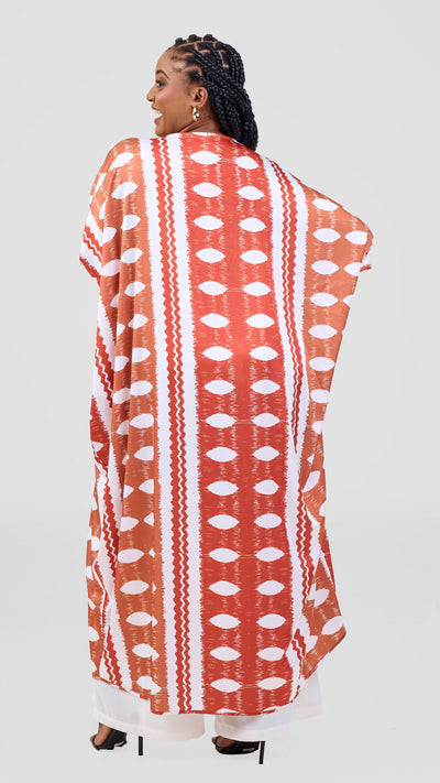 Vivo Essi Front Slit Maxi Top - White / Rust Print