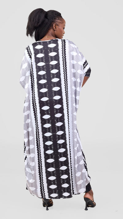 Vivo Essi Front Slit Maxi Top - White / Black Print