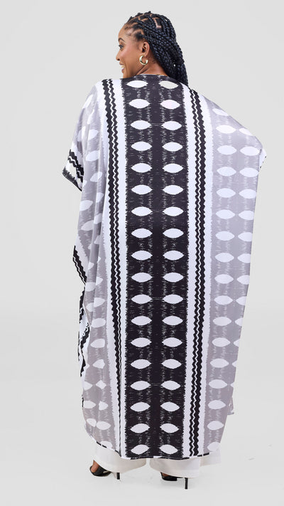 Vivo Essi Front Slit Maxi Top - White / Black Print