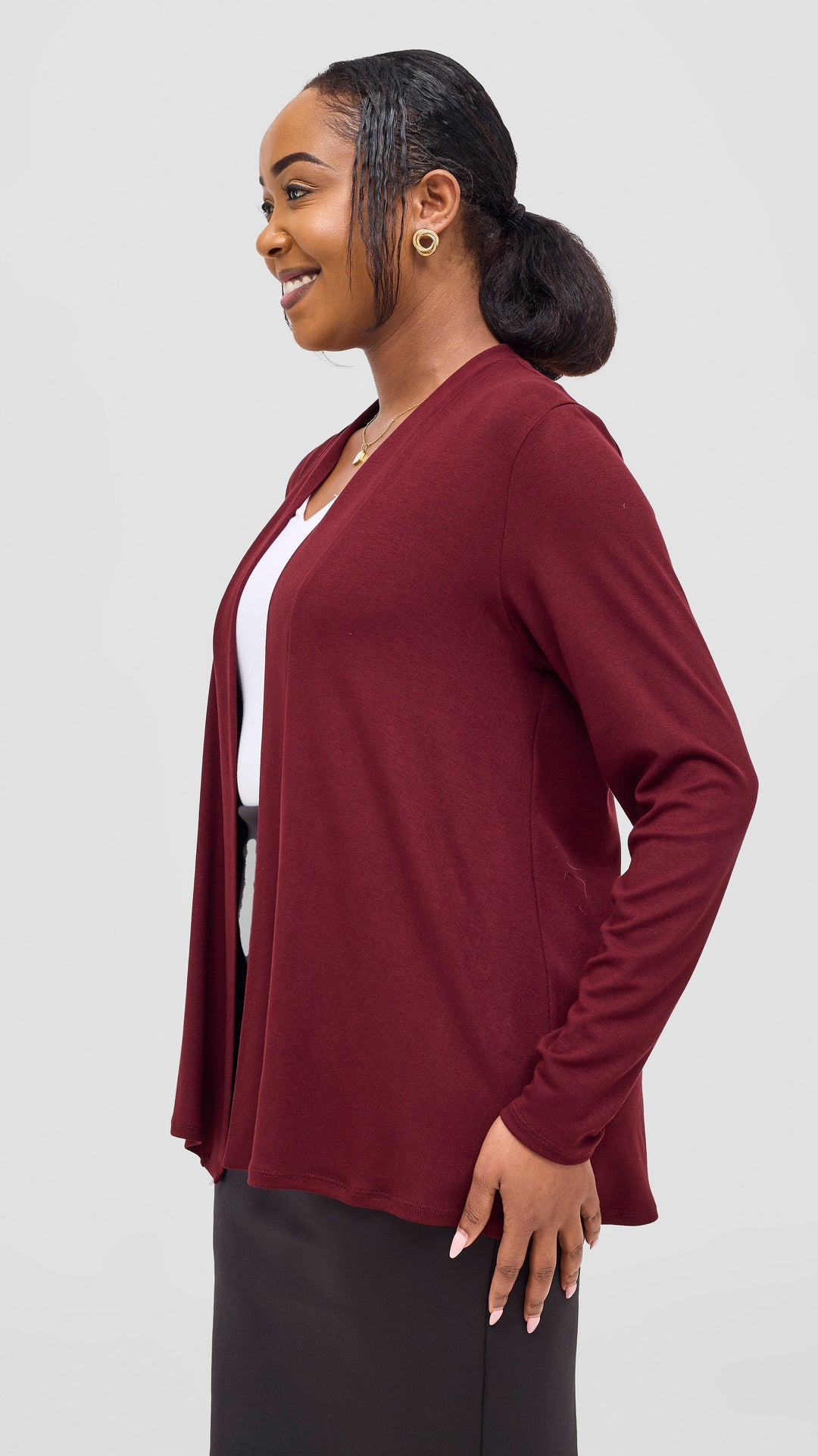 Vivo Everyday Short Waterfall in Jersey - Dark Maroon