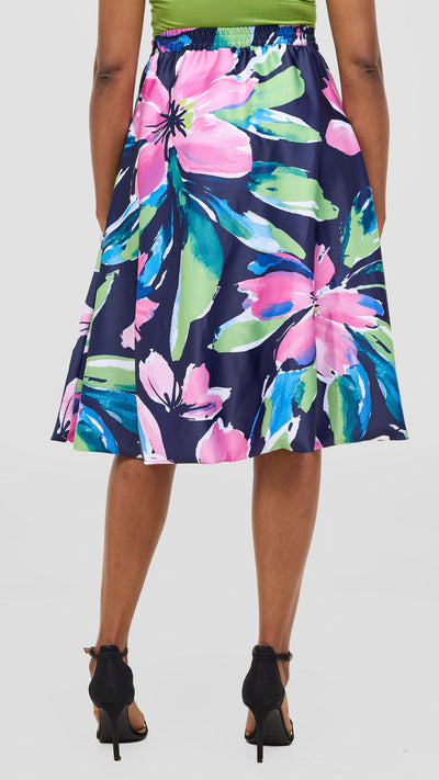 Vivo Iyana Bubble Midi Skirt - Green / Pink Iya Print