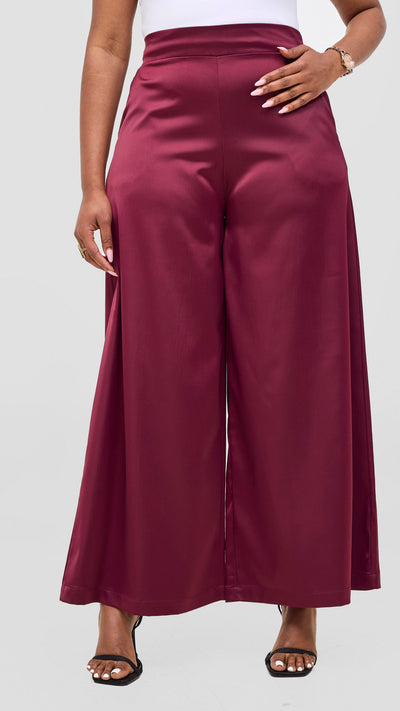 Vivo Iyana Wide Leg Pants - Maroon