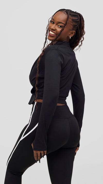 Flen Store 3- Piece Sports (Vest Bra, Leggings, Jacket set) - Black