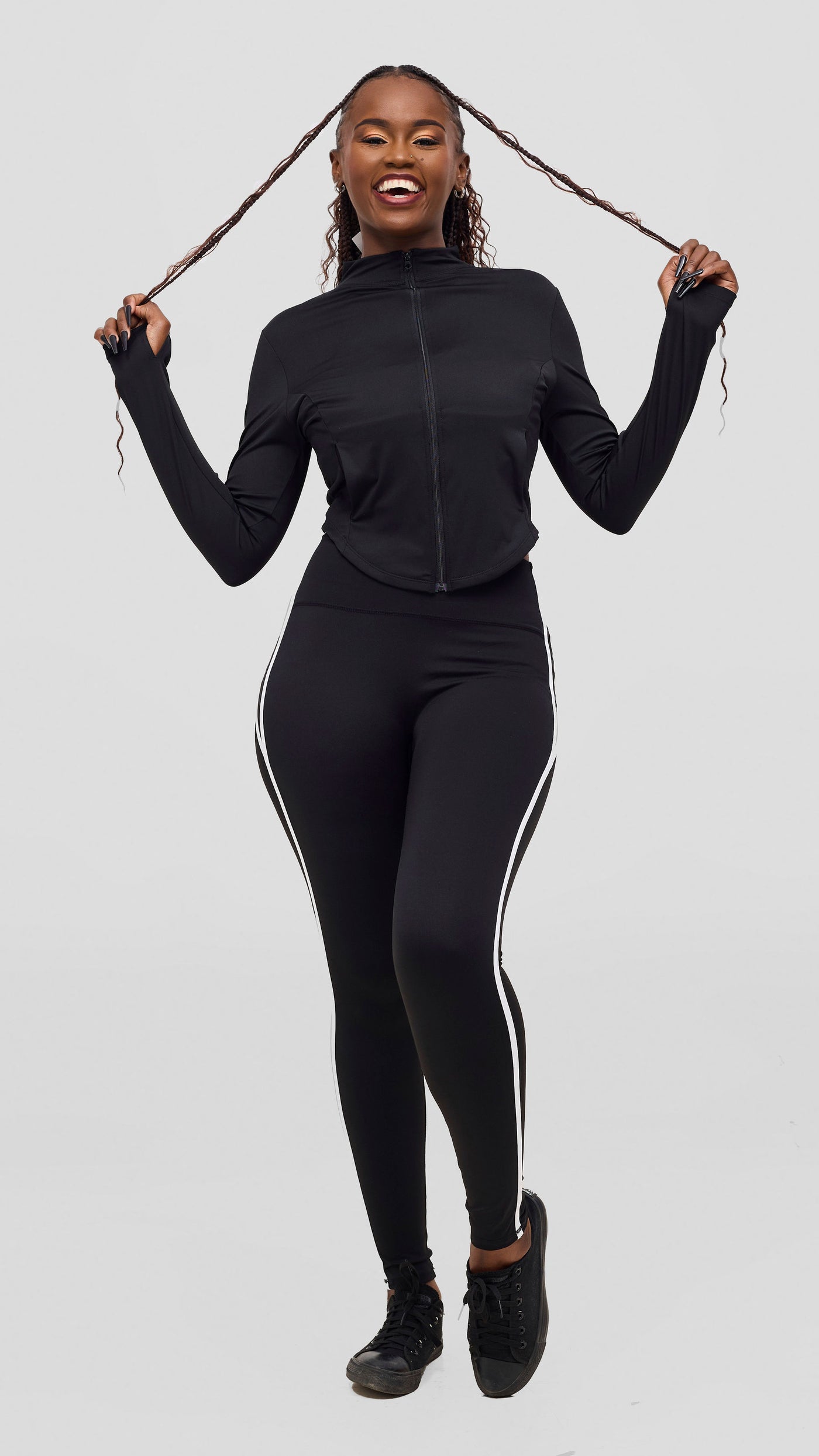 Flen Store 3- Piece Sports (Vest Bra, Leggings, Jacket set) - Black