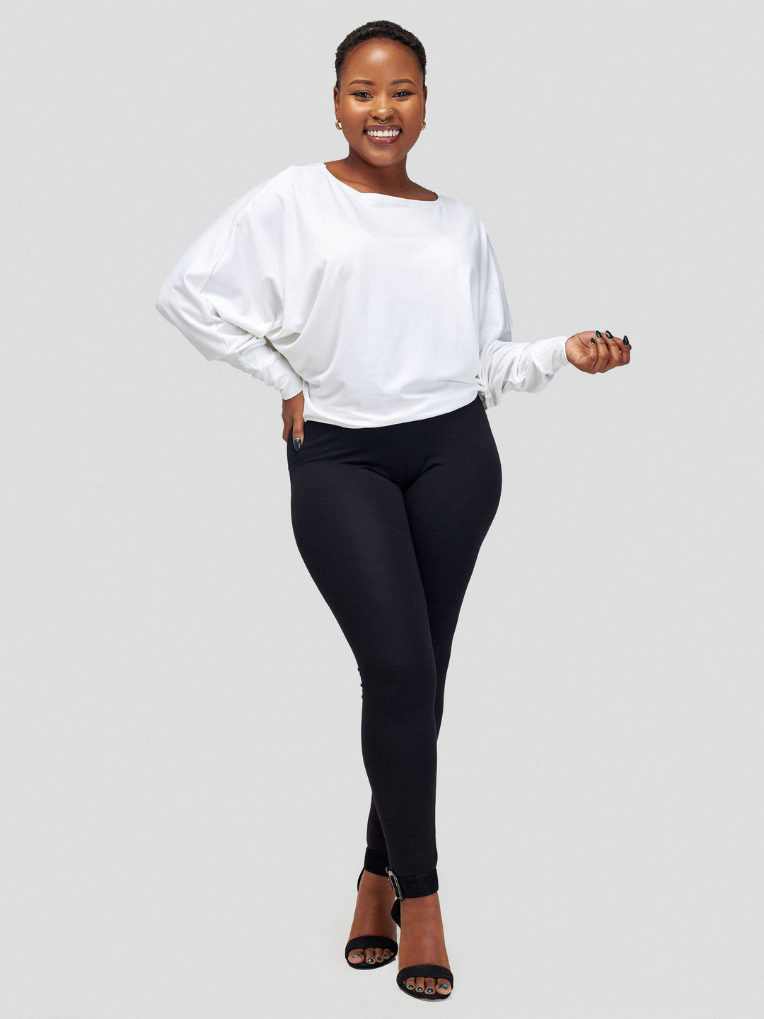 Vivo Bana Batwing Top in Jersey - White