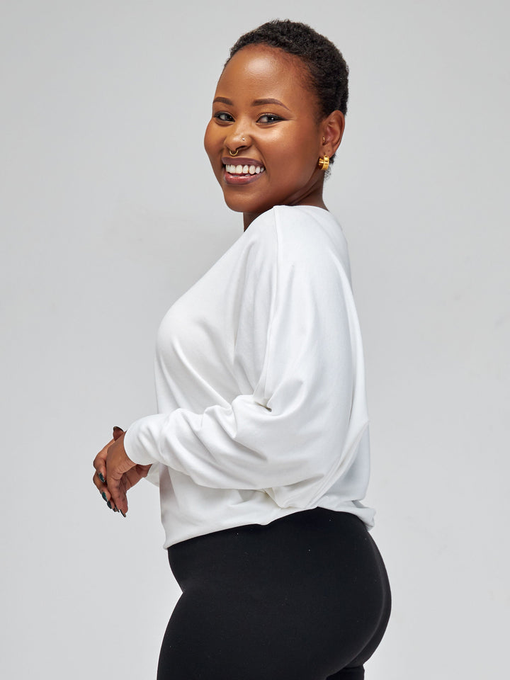 Vivo Bana Batwing Top in Jersey - White