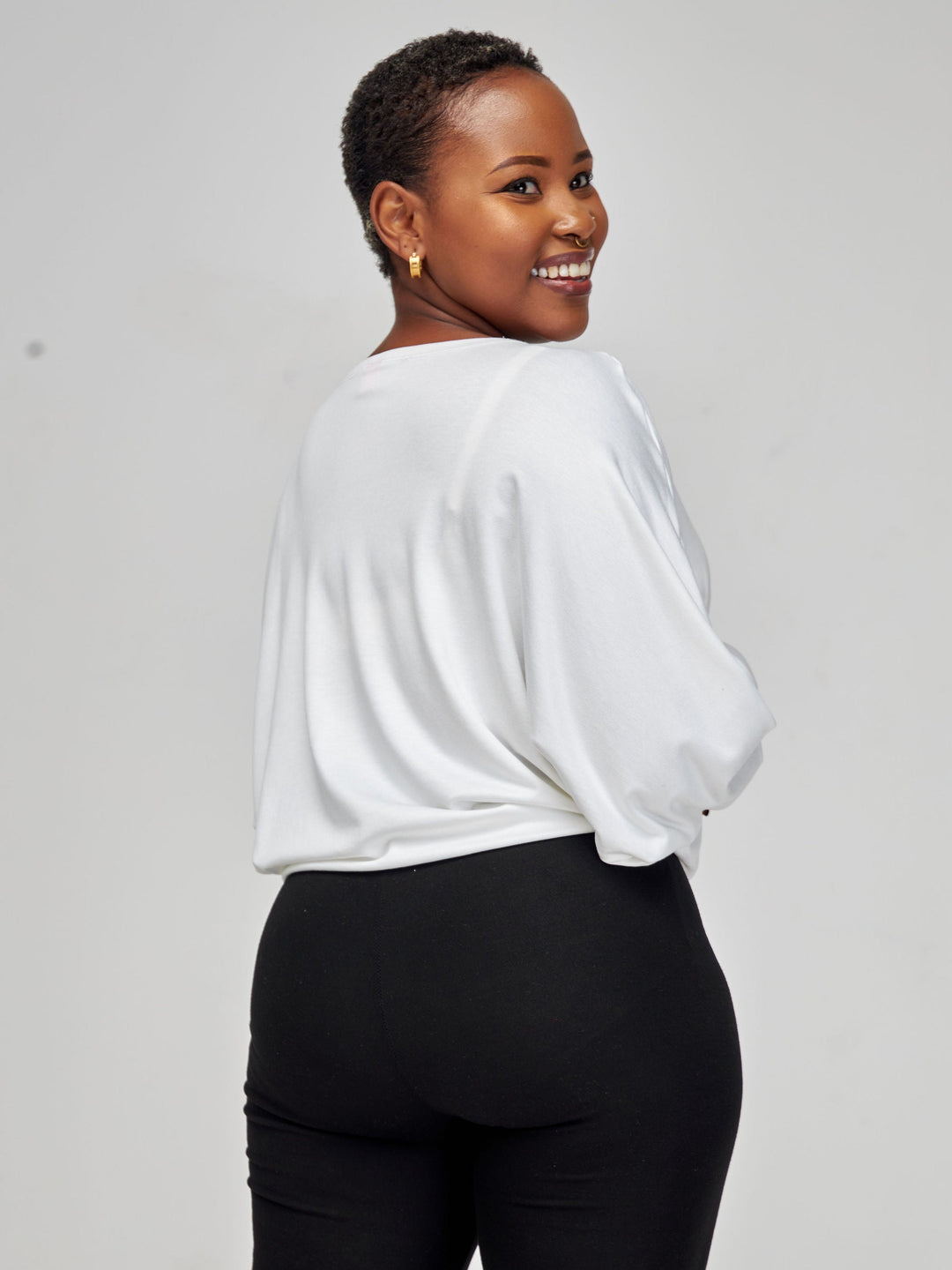 Vivo Bana Batwing Top in Jersey - White