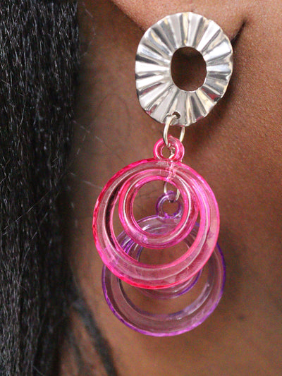 new in fuschia purple double o earrings for work, events, wedding or gifts