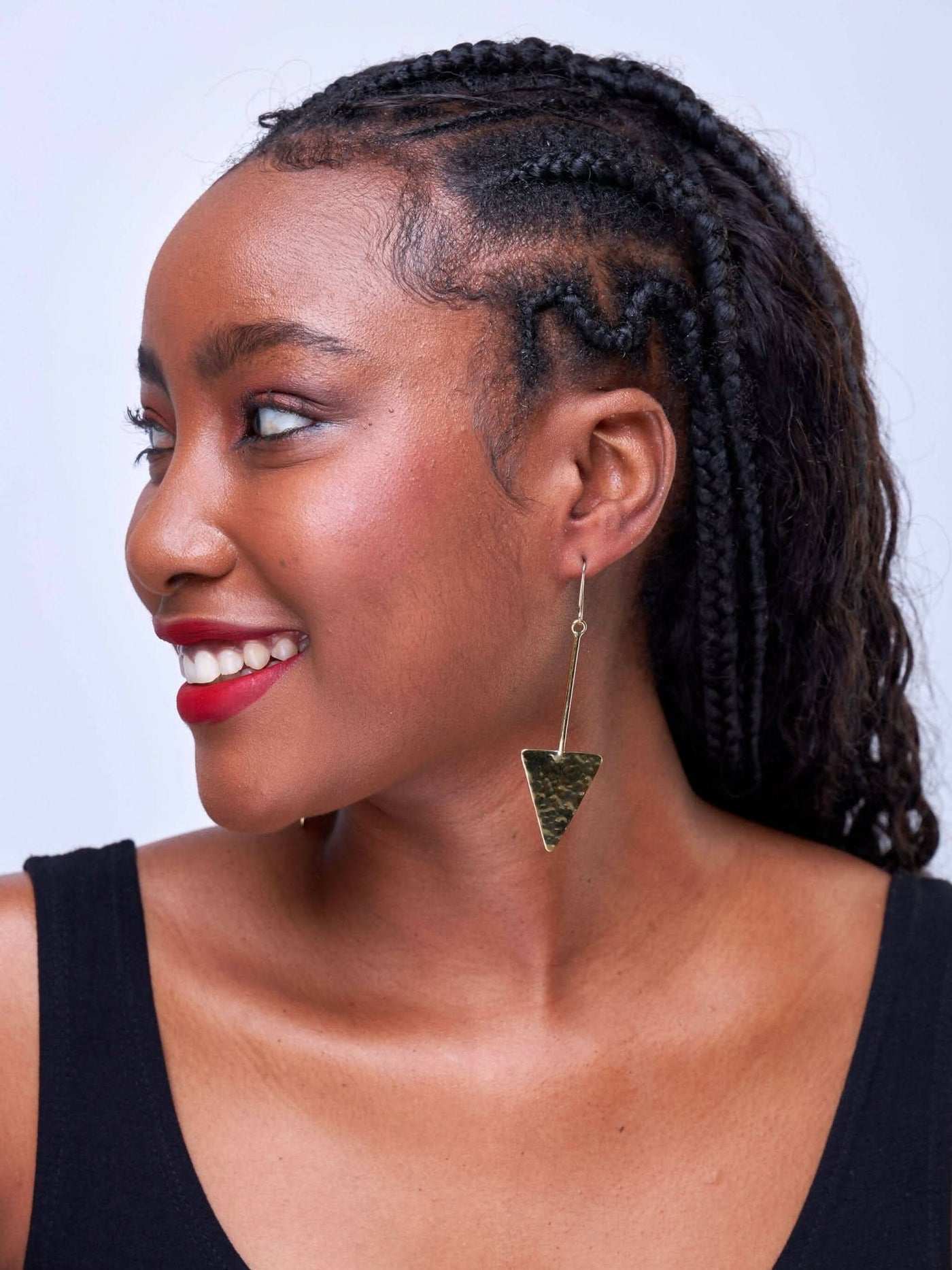 Lizola Auma Pyramid Earrings + Polisher - Brass - Shopzetu