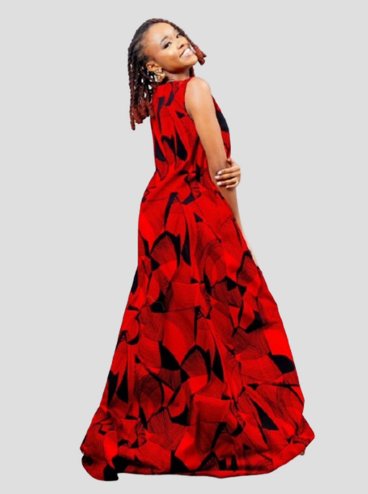 Afriwia Cedar Ankara Dress - Red - Shopzetu