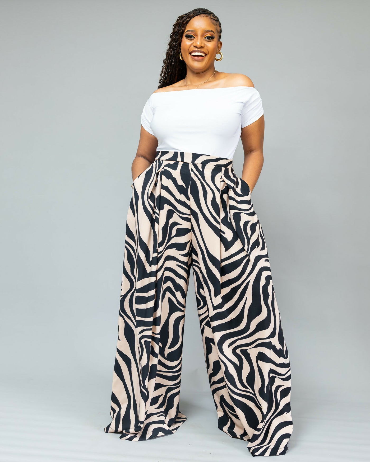 African Yuva Zola Palazzo Pant - Black / White