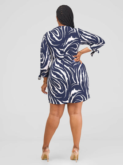 Salok Havilah Gulu Dress - Navy Blue Print
