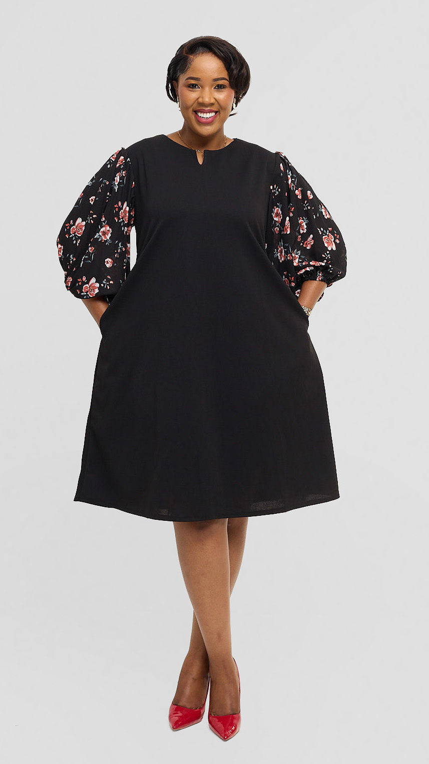 Lucille Couture Flora Shift Dress - Black