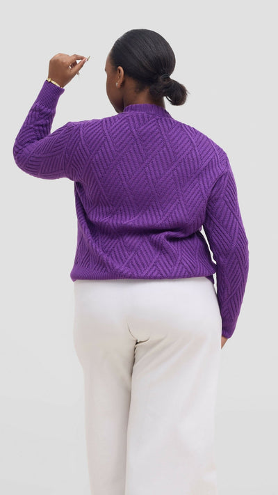 The Fashion Frenzy Button Cardigan Sweater - Purple - Shopzetu