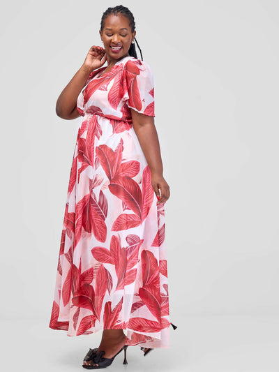 Kakiba Collections Faith Maxi Dress - Red / White - Shopzetu