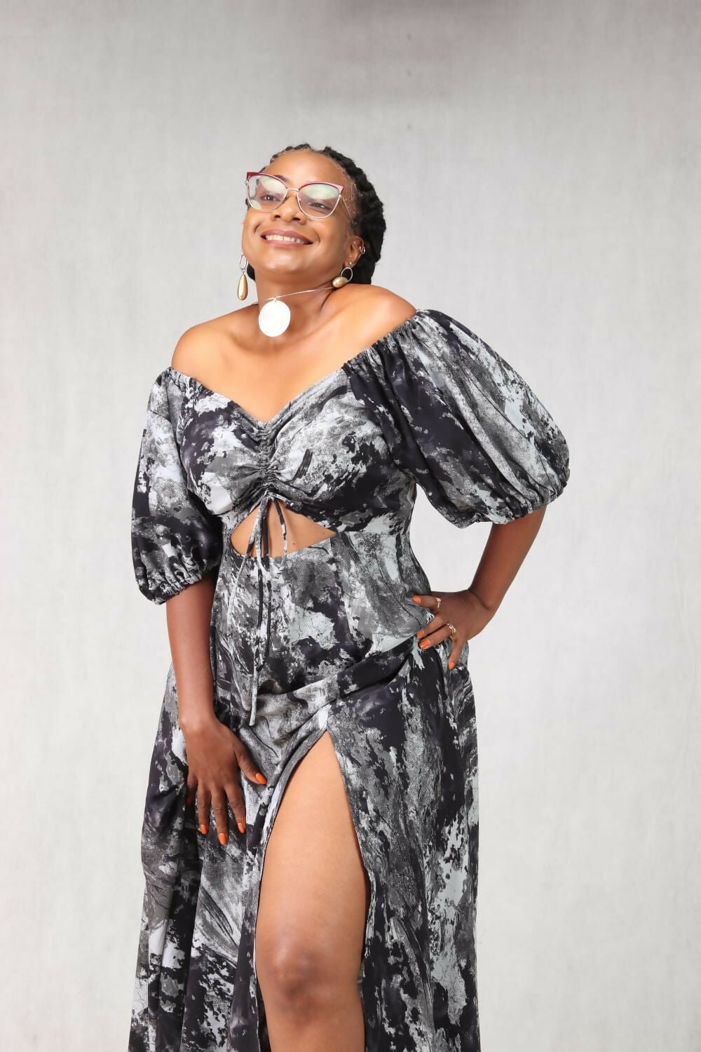 Thick & Fab Amy Dress - Grey Print - Shopzetu