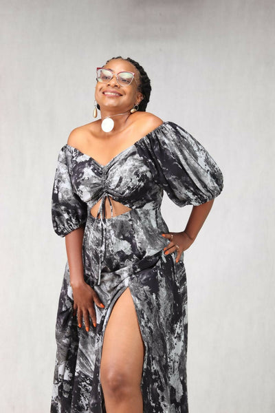 Thick & Fab Amy Dress - Grey Print - Shopzetu