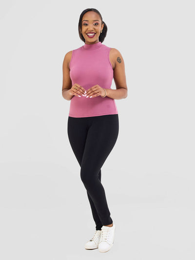 Anel's Knitwear Sleeveless Turtle Neck Top - Purple - Shopzetu