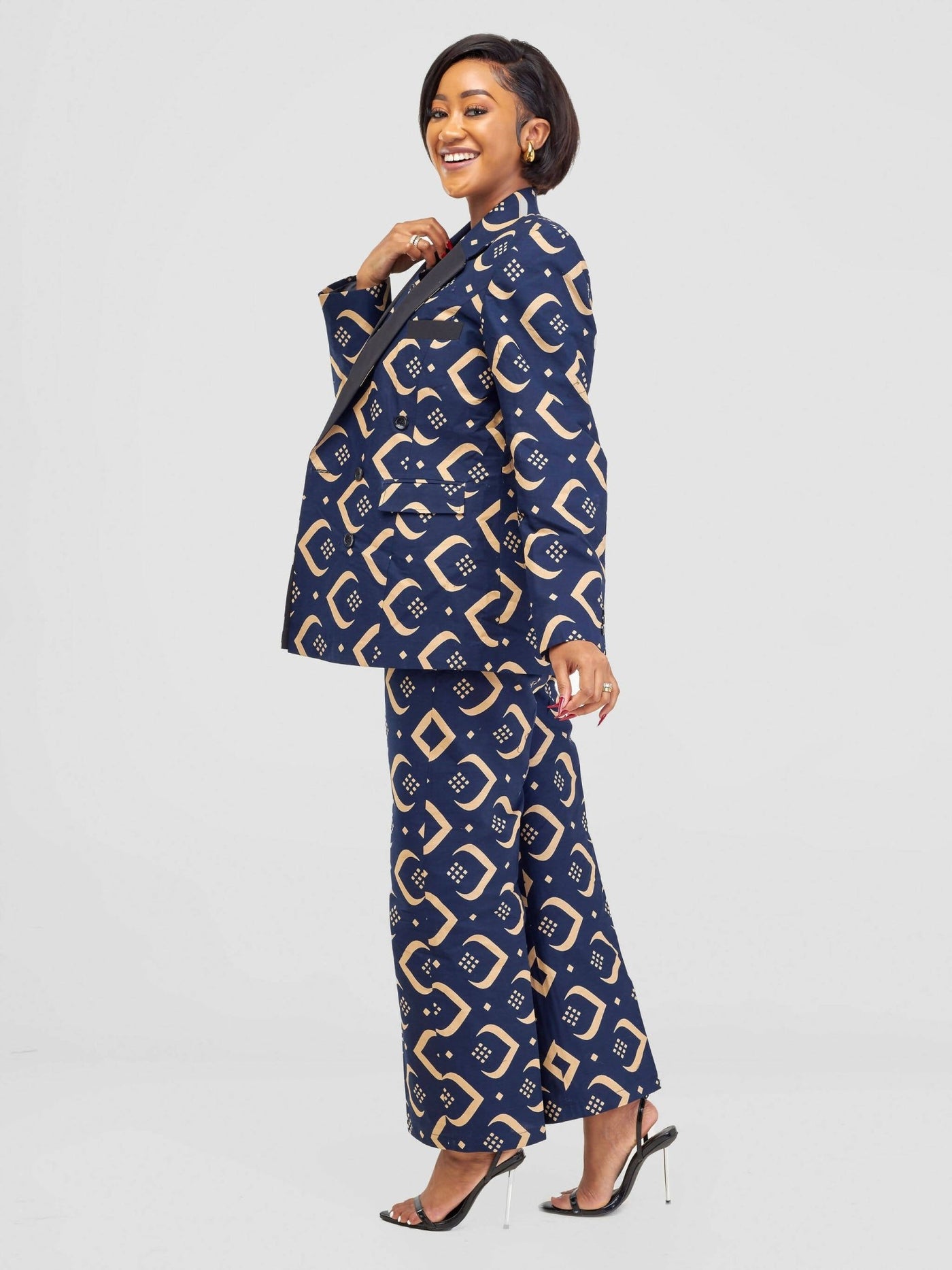 SBV Ankara Blazer Jacket - Navy Blue - Shopzetu