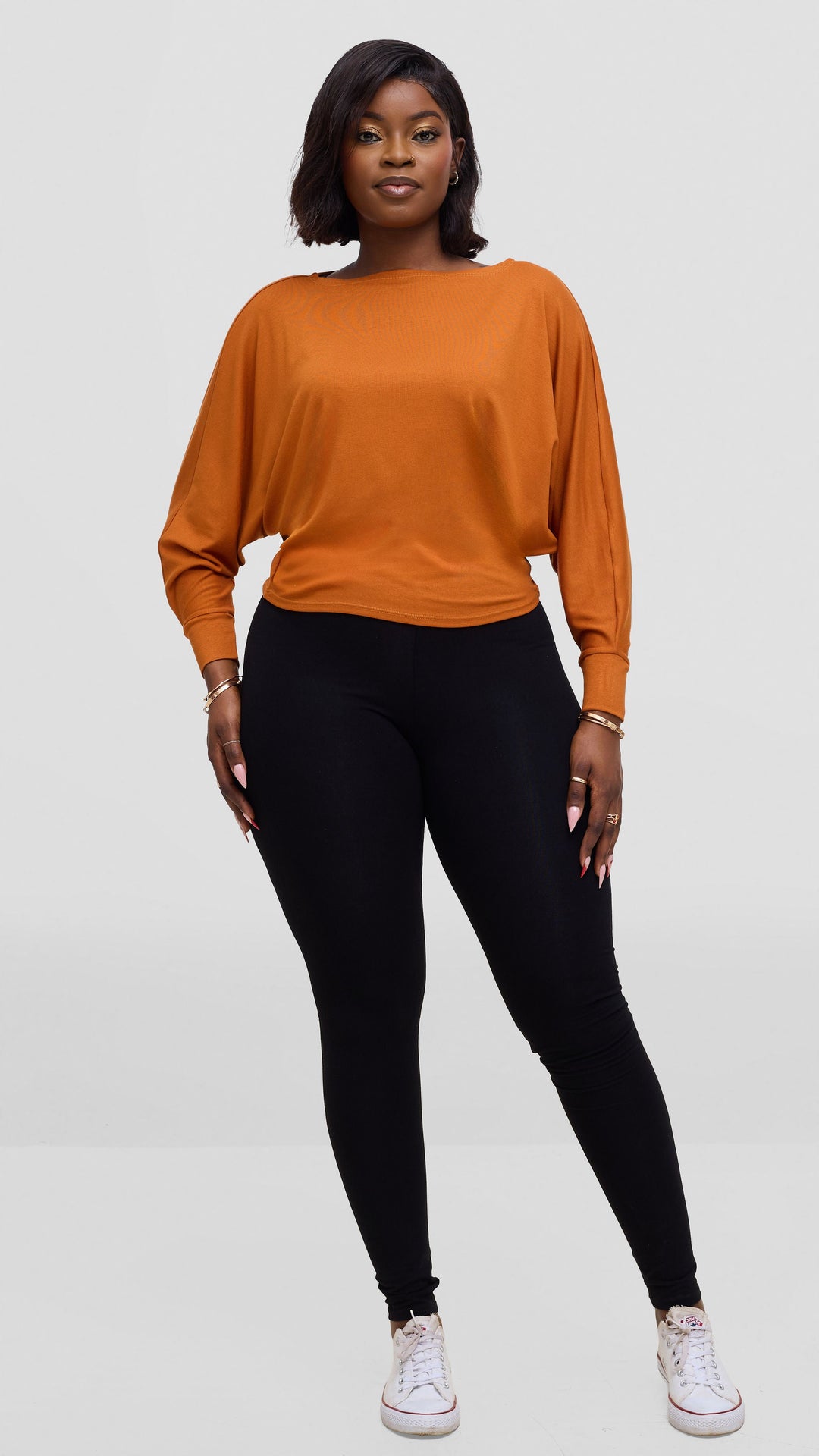 Vivo Bana Batwing Top in Jersey - Rust