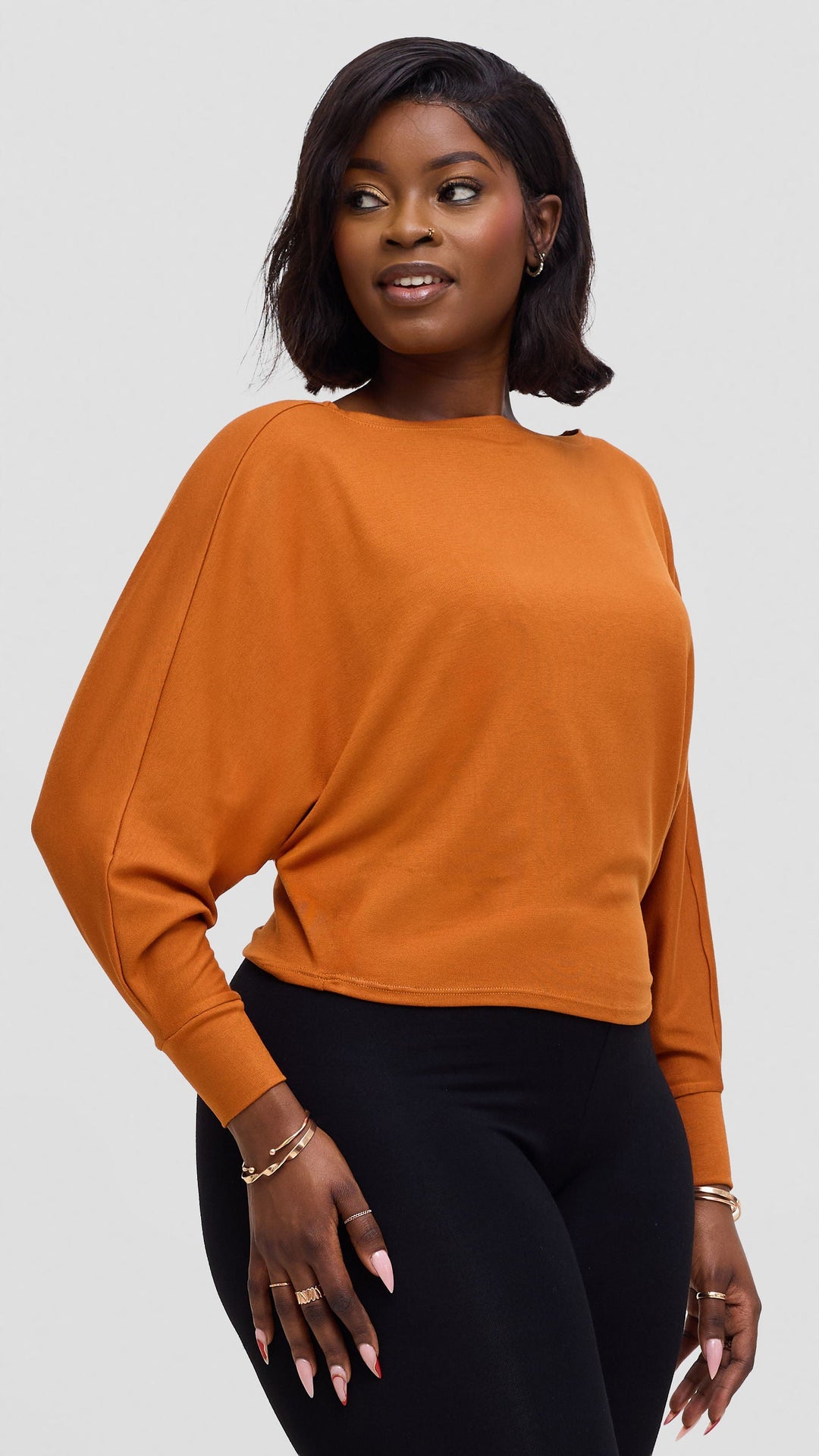 Vivo Bana Batwing Top in Jersey - Rust