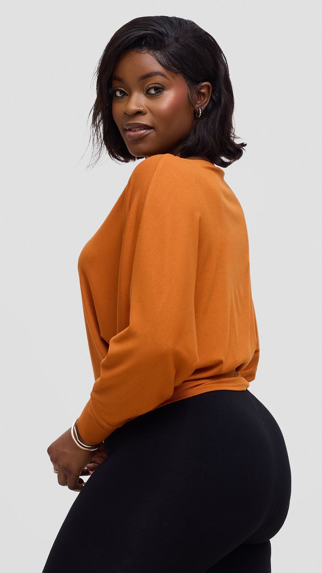 Vivo Bana Batwing Top in Jersey - Rust