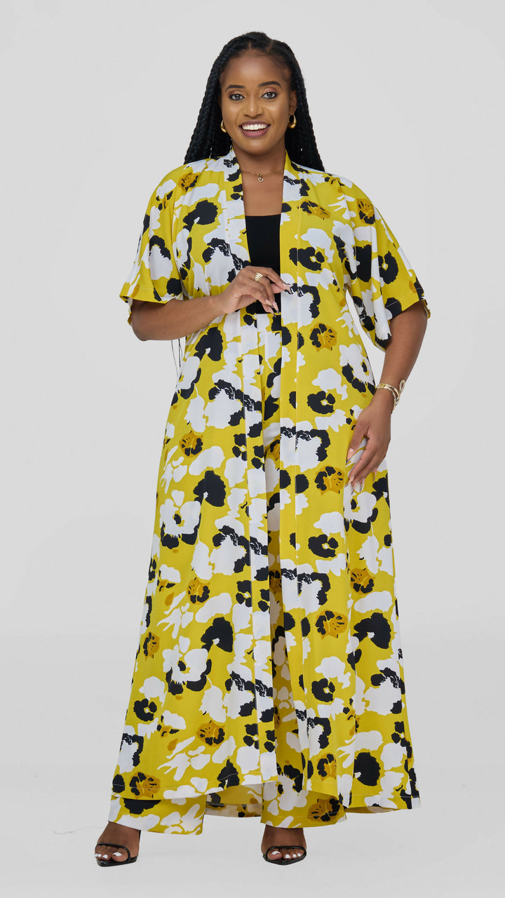 Lizola Monroe Miracle 2 Pc Set Kimono - Yellow / White