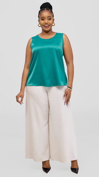 Vivo Nora Round Neck Sleeveless Top - Sea Green