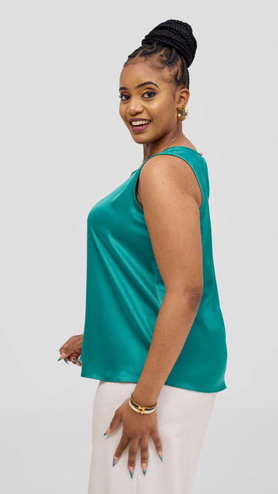 Vivo Nora Round Neck Sleeveless Top - Sea Green