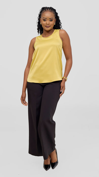 Vivo Nora Round Neck Sleeveless Top - Yellow