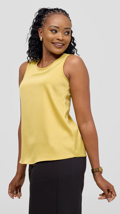 Vivo Nora Round Neck Sleeveless Top - Yellow