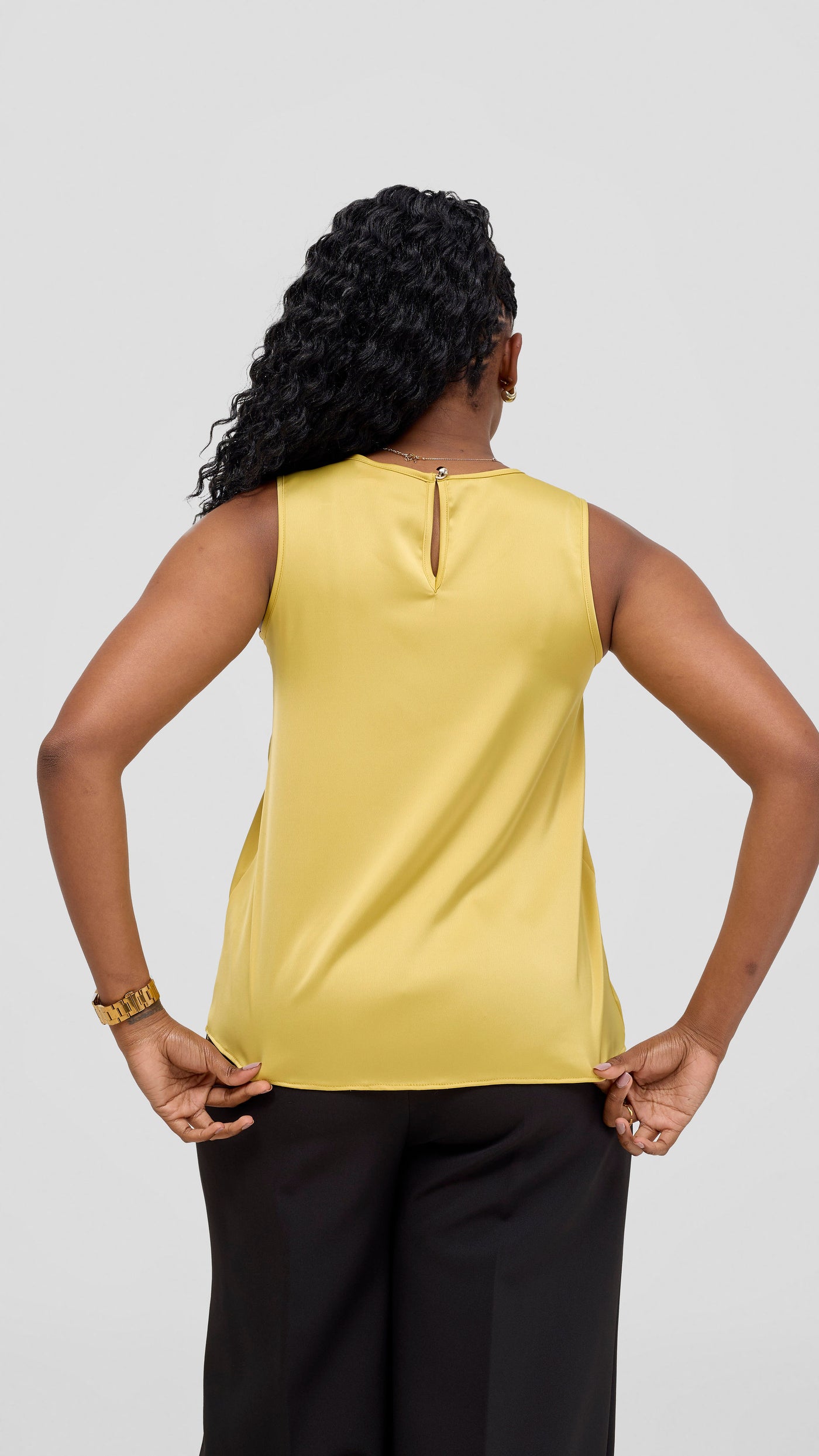 Vivo Nora Round Neck Sleeveless Top - Yellow