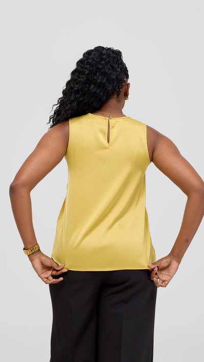 Vivo Nora Round Neck Sleeveless Top - Yellow
