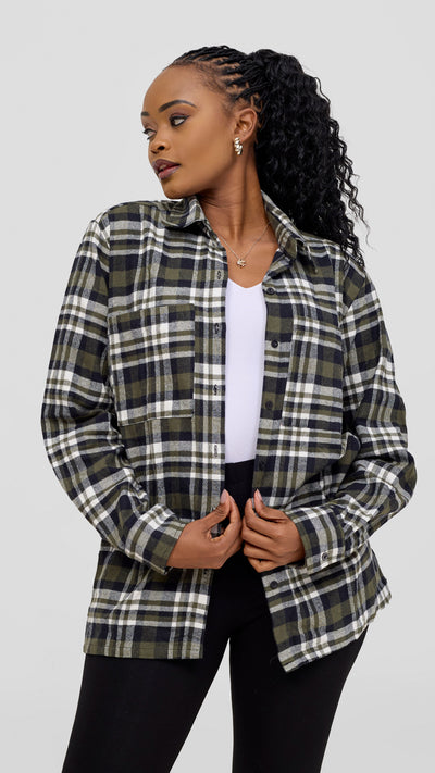 Zoya Aridi Unisex Shacket (Flannel) - Black/Hunters