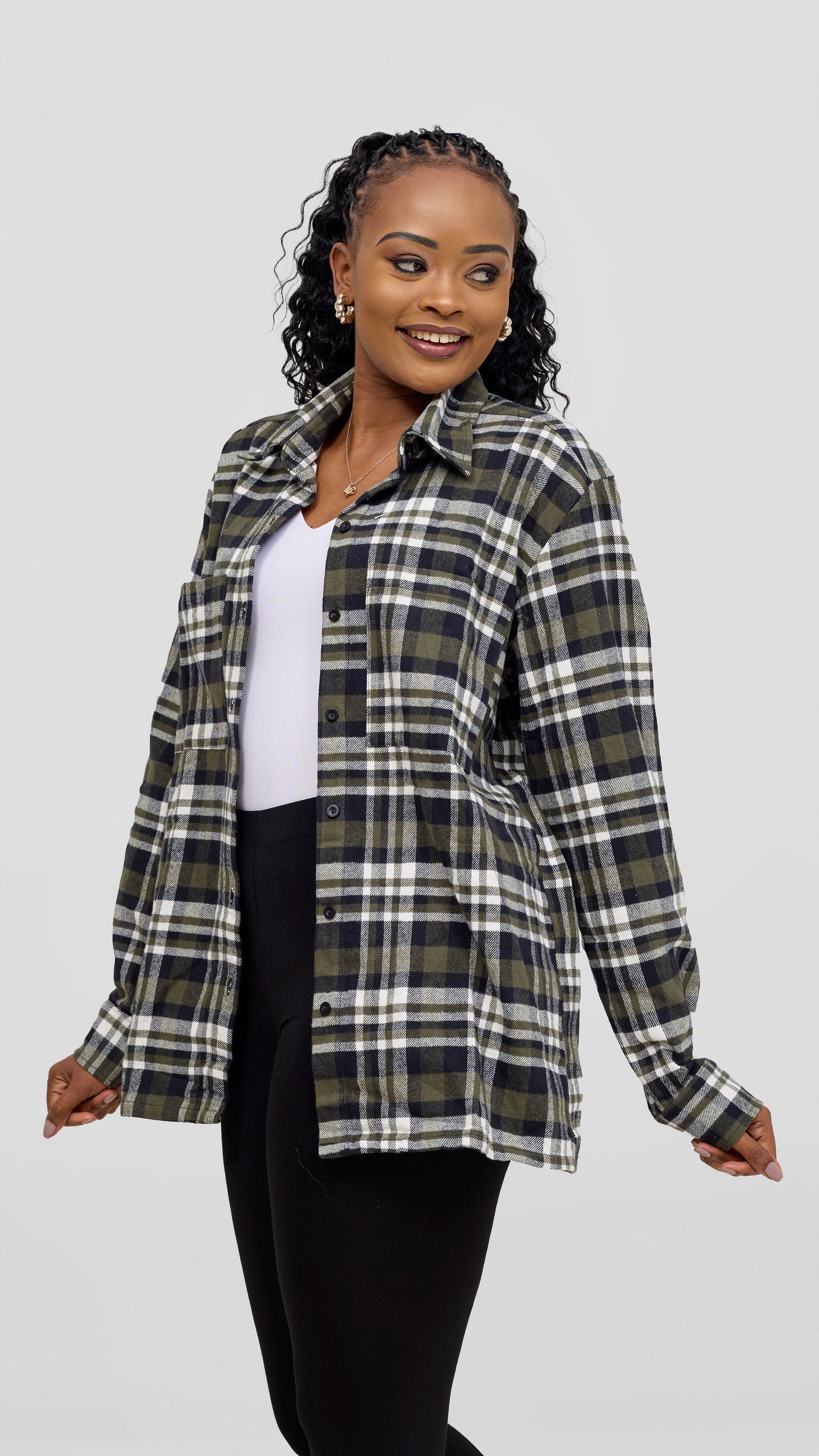 Zoya Aridi Unisex Shacket (Flannel) - Black/Hunters
